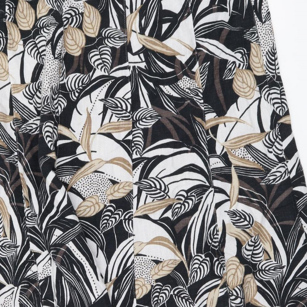 Marks and Spencer Womens Multicoloured Floral Cotton A-Line Skirt Size 20 Zip