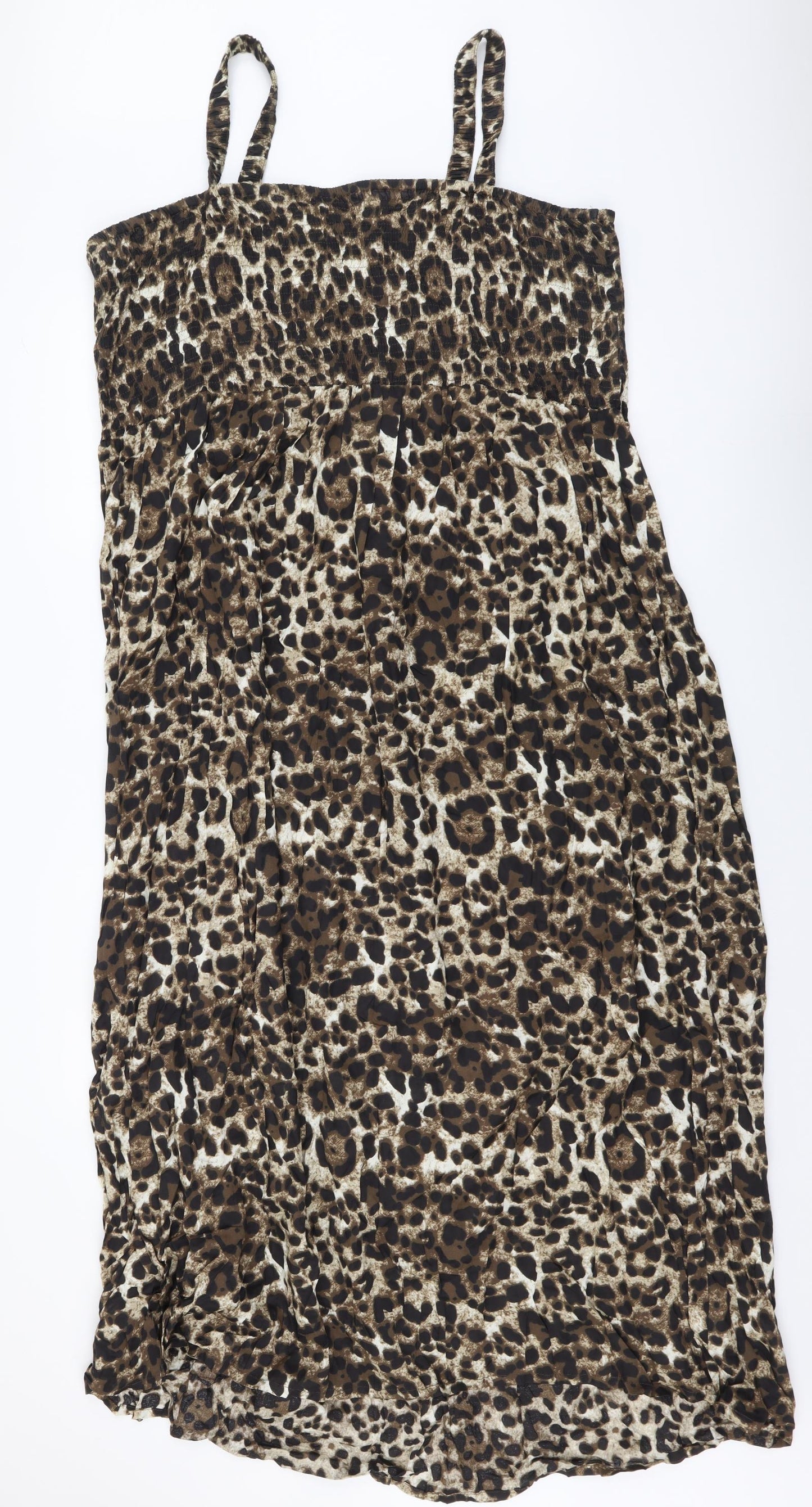 Simply Be Womens Brown Animal Print Polyester Slip Dress Size 20 Square Neck Pullover - Leopard Pattern