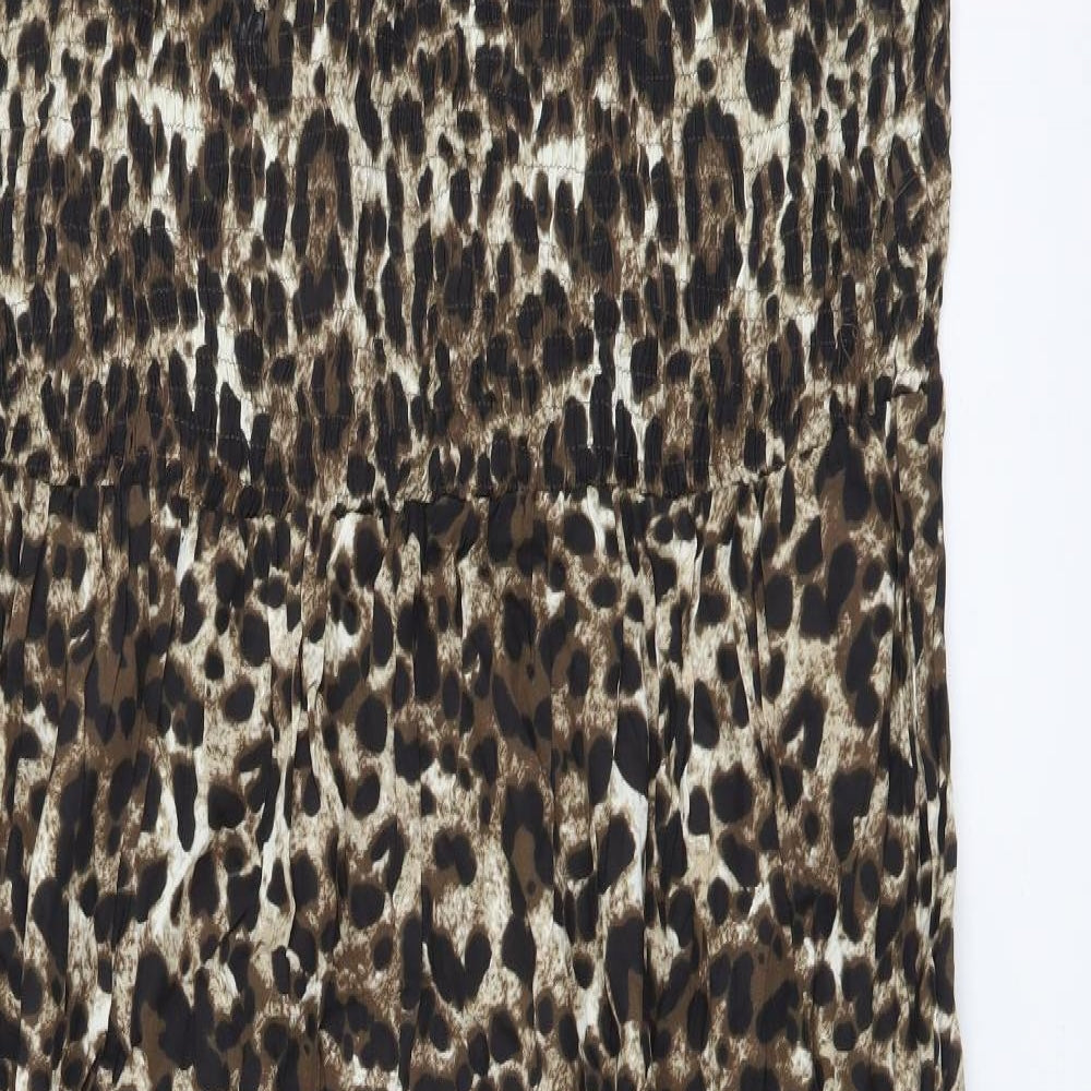 Simply Be Womens Brown Animal Print Polyester Slip Dress Size 20 Square Neck Pullover - Leopard Pattern
