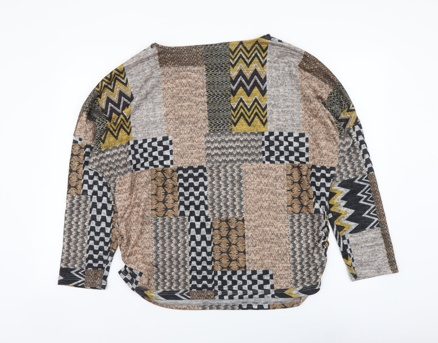 Apricot Womens Multicoloured Geometric Polyester Basic Blouse Size S Boat Neck