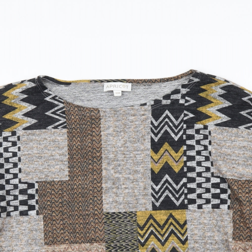 Apricot Womens Multicoloured Geometric Polyester Basic Blouse Size S Boat Neck