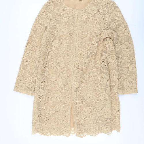 Top Shop Womens Beige Jacket Coatigan Size 10 Button
