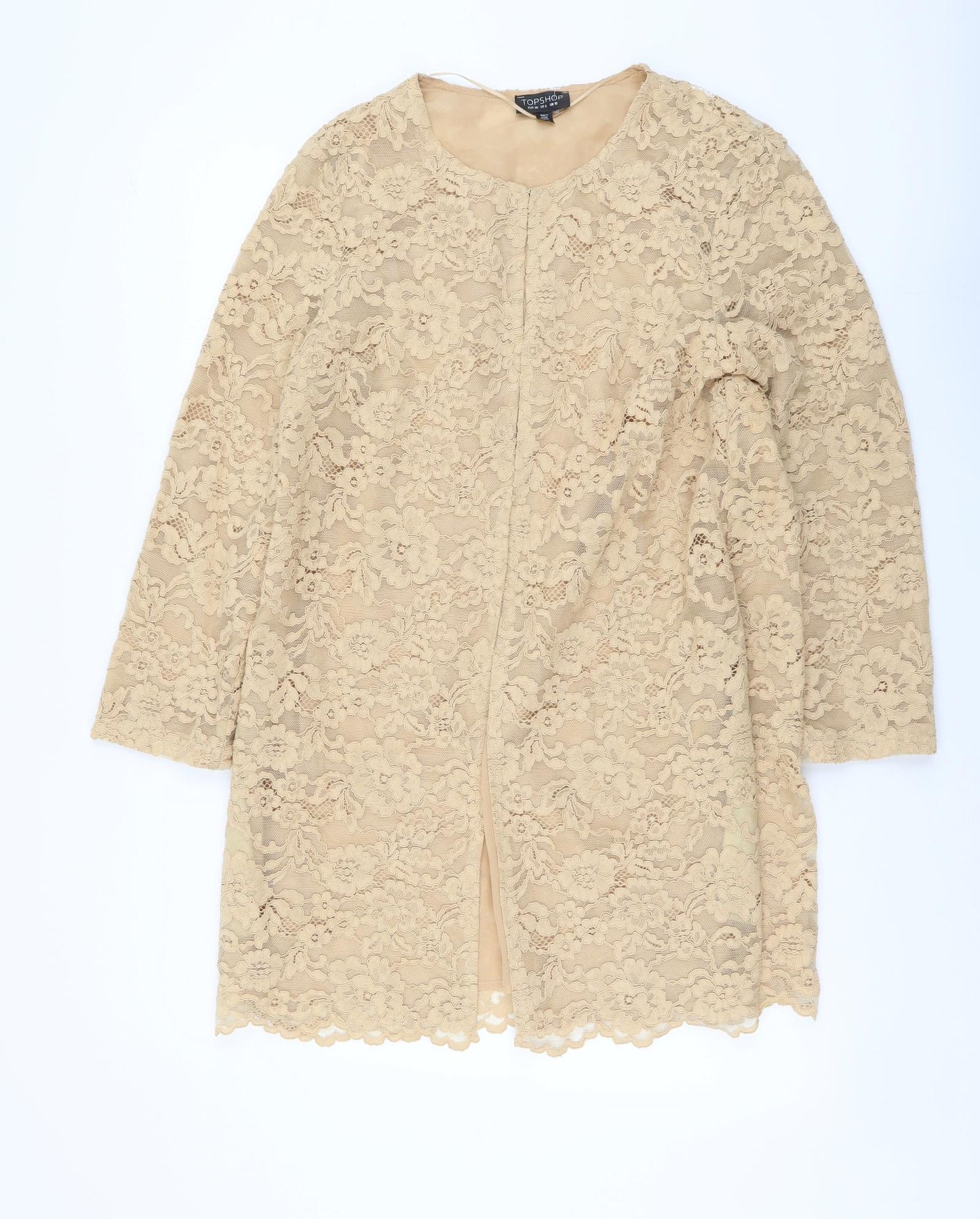 Top Shop Womens Beige Jacket Coatigan Size 10 Button