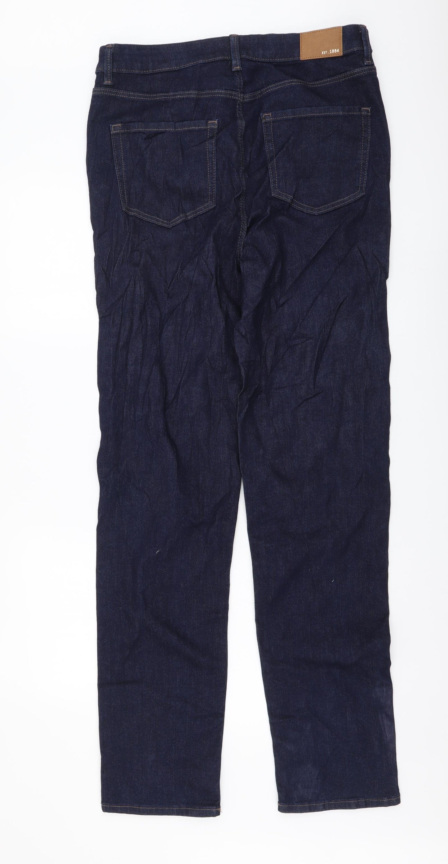 Marks and Spencer Womens Blue Cotton Straight Jeans Size 14 L32 in Regular Button