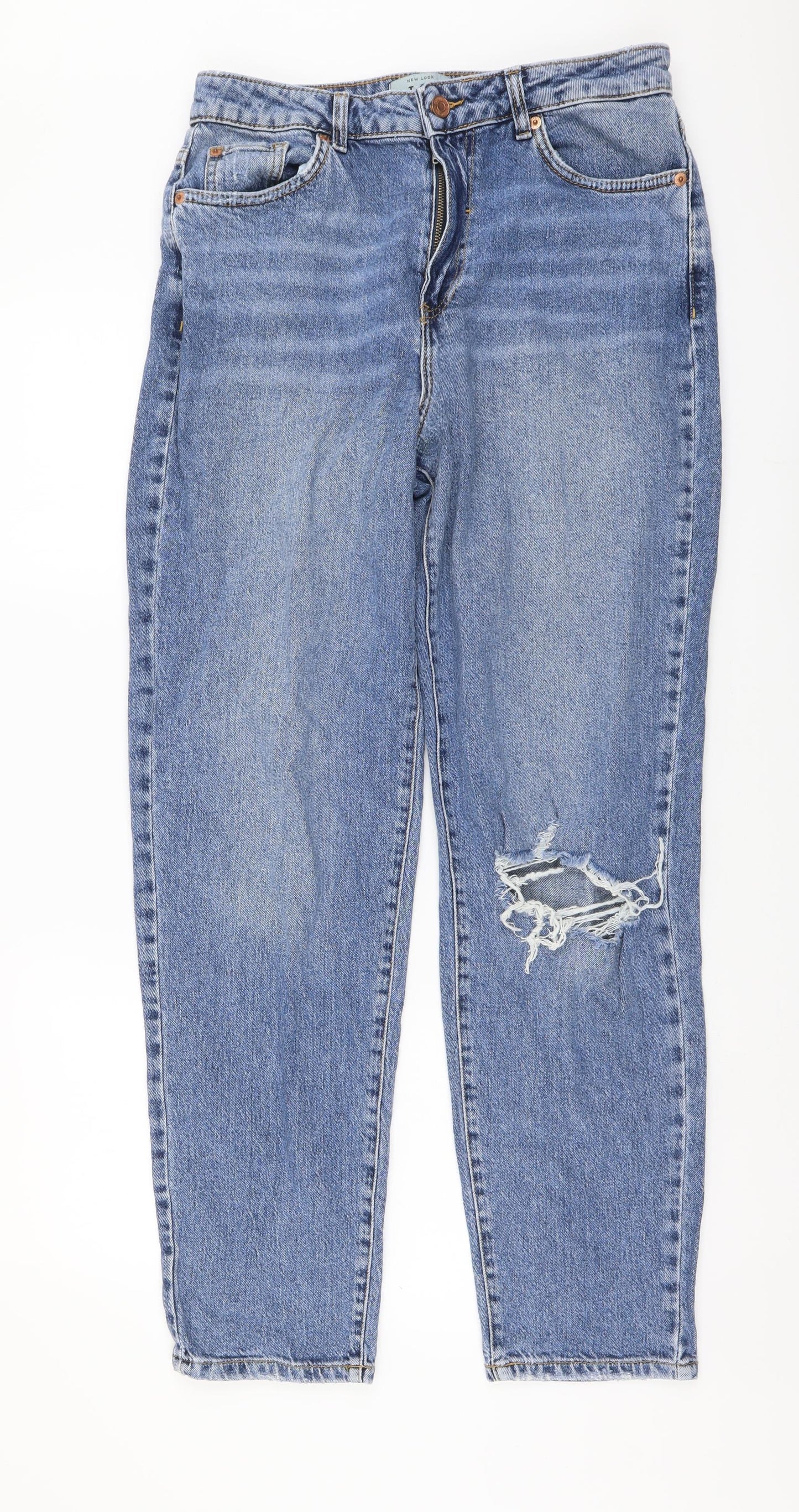 New Look Womens Black Cotton Straight Jeans Size 12 L29 in Regular Button