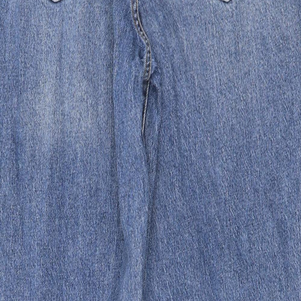 New Look Womens Black Cotton Straight Jeans Size 12 L29 in Regular Button