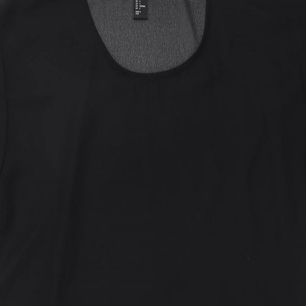 H&M Womens Black Polyester T-Shirt Dress Size S Round Neck Pullover