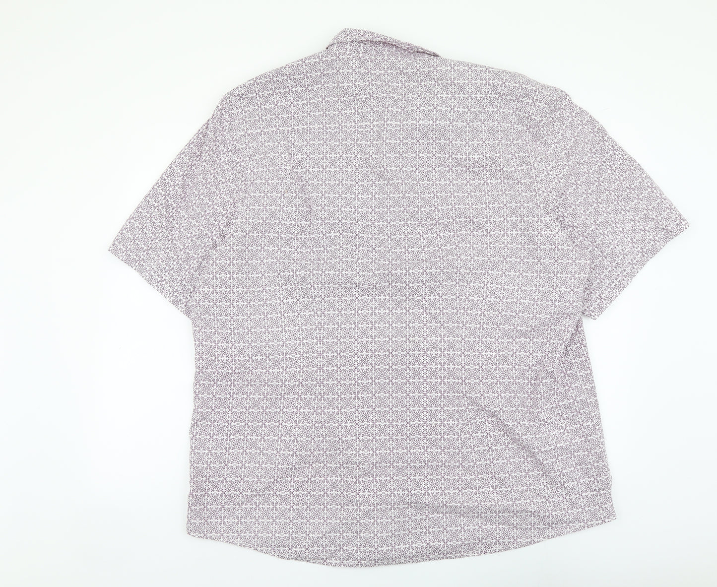 F&F Mens Purple Geometric Polyester Button-Up Size 2XL Collared Button