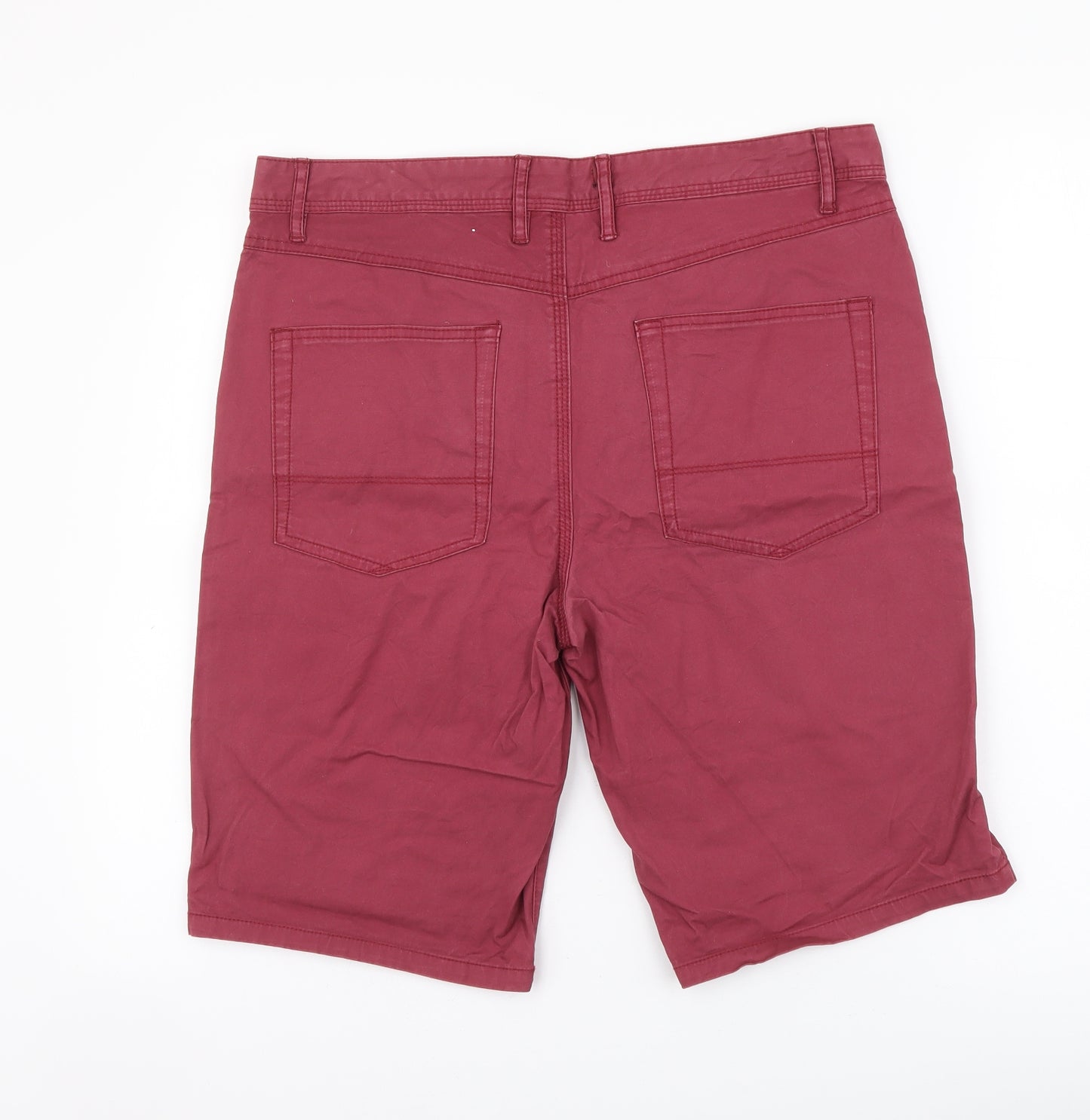 River Island Mens Red Cotton Chino Shorts Size 32 in L11 in Regular Button