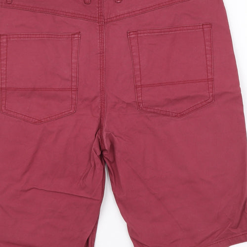 River Island Mens Red Cotton Chino Shorts Size 32 in L11 in Regular Button