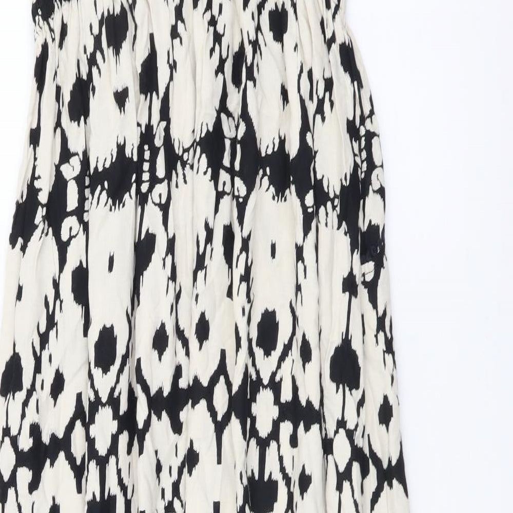 Authentic Womens Beige Geometric Viscose Maxi Size 12 Scoop Neck Pullover