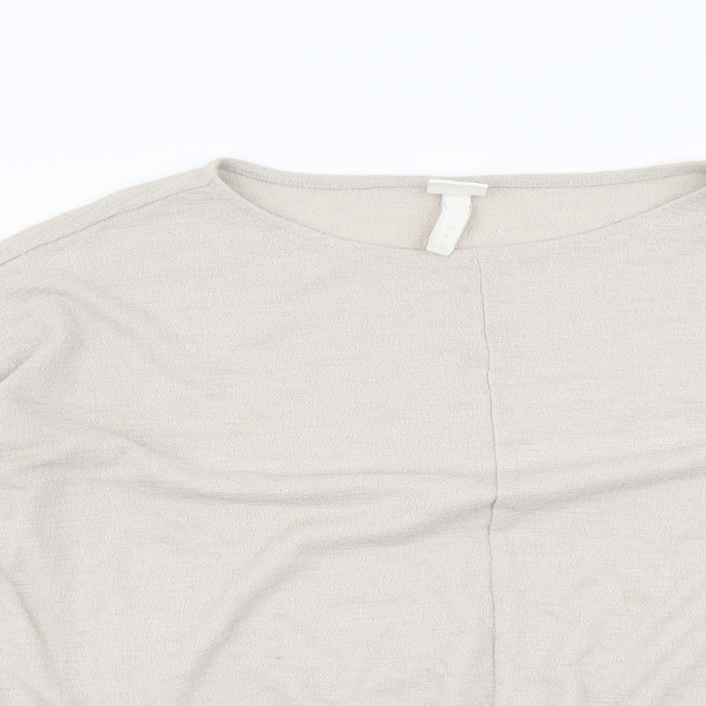 H&M Womens Beige Polyester Basic Blouse Size L Boat Neck