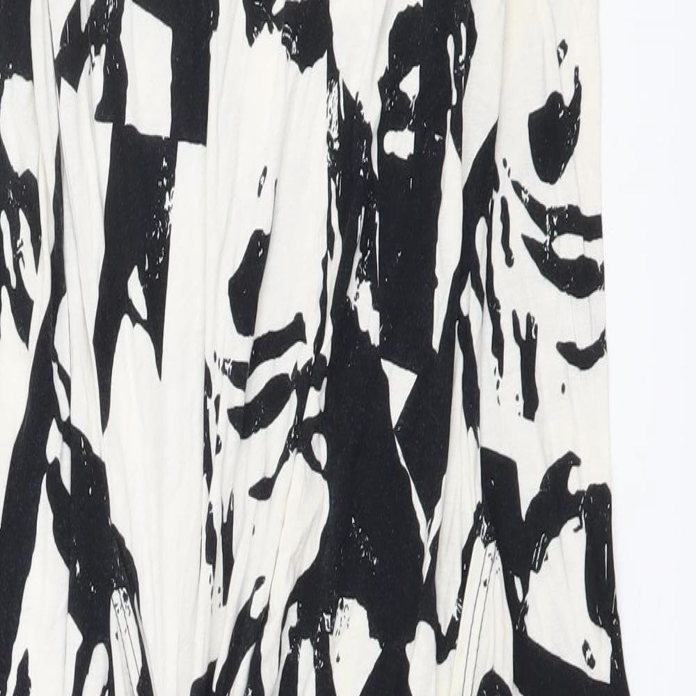 River Island Womens Black Geometric Viscose Bodycon Size 8 Mock Neck Pullover