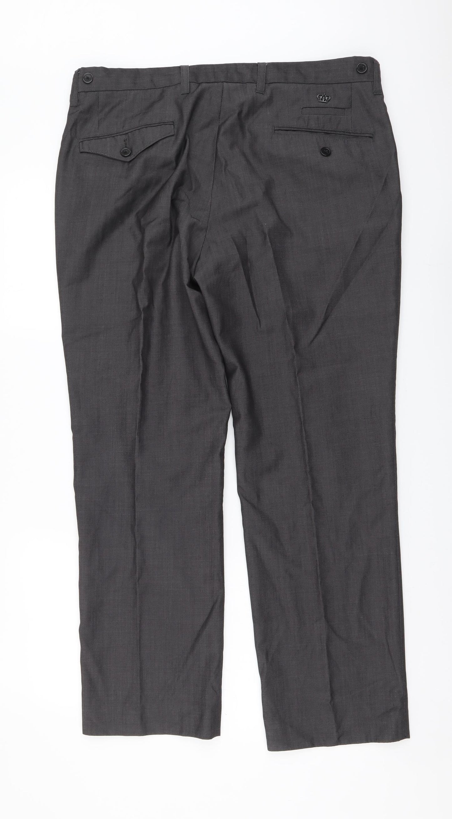 NEXT Mens Grey Polyester Chino Trousers Size 34 in L29 in Regular Button