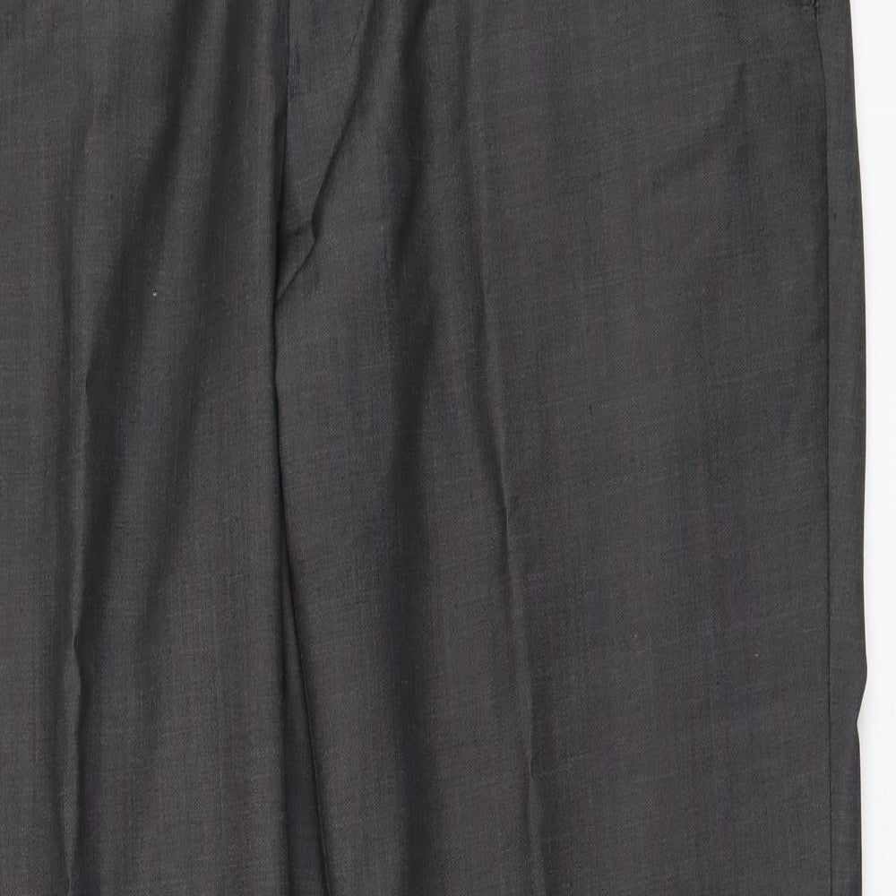 NEXT Mens Grey Polyester Chino Trousers Size 34 in L29 in Regular Button