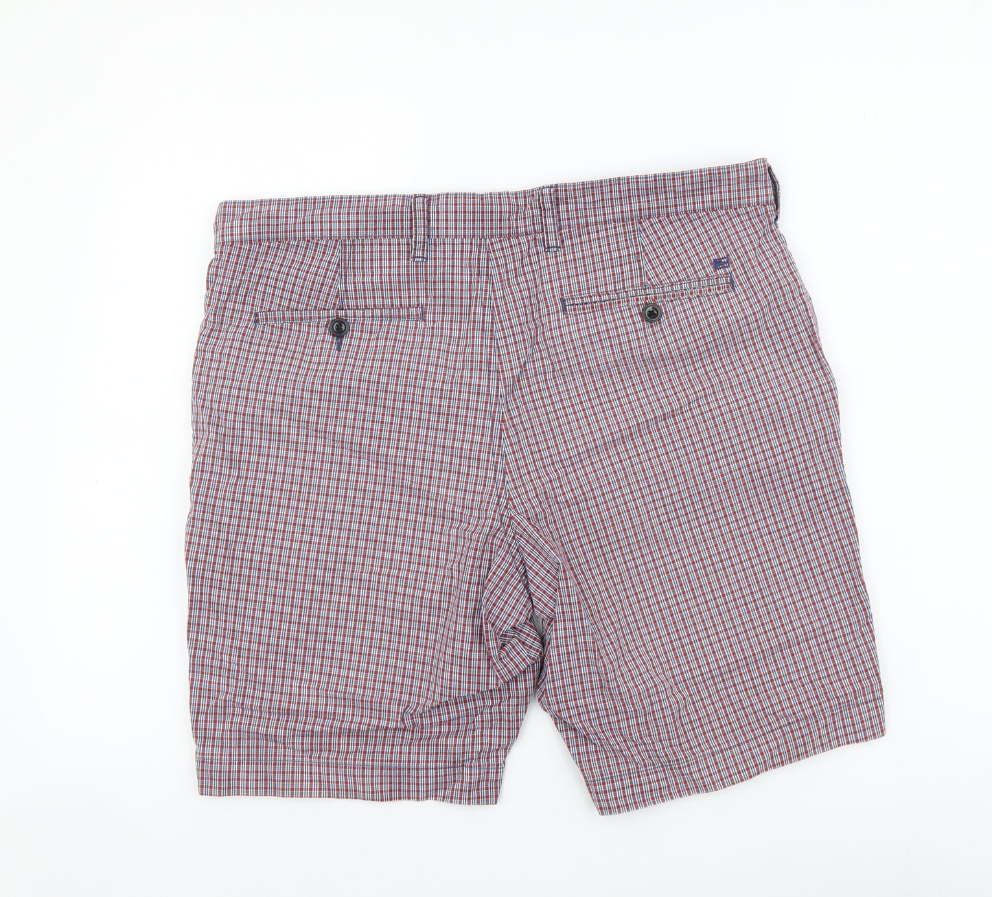 Blue Harbour Mens Red Plaid Cotton Chino Shorts Size 34 in L9 in Regular Button