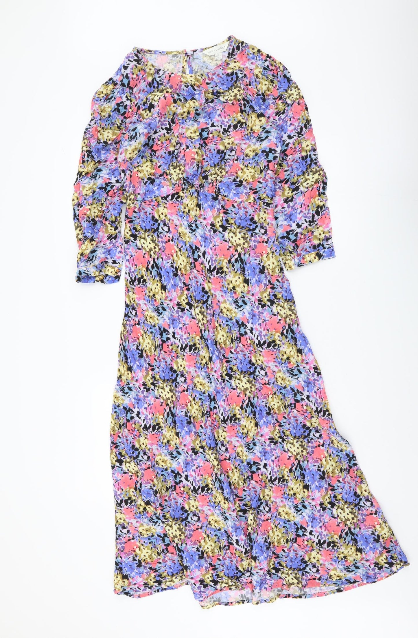 Marks and Spencer Womens Multicoloured Floral Viscose A-Line Size 8 Round Neck Pullover