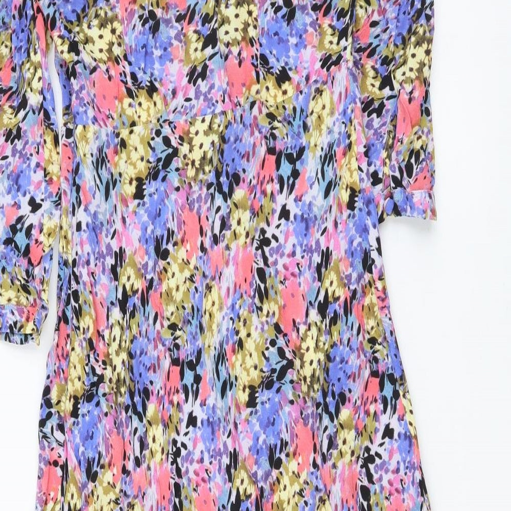 Marks and Spencer Womens Multicoloured Floral Viscose A-Line Size 8 Round Neck Pullover