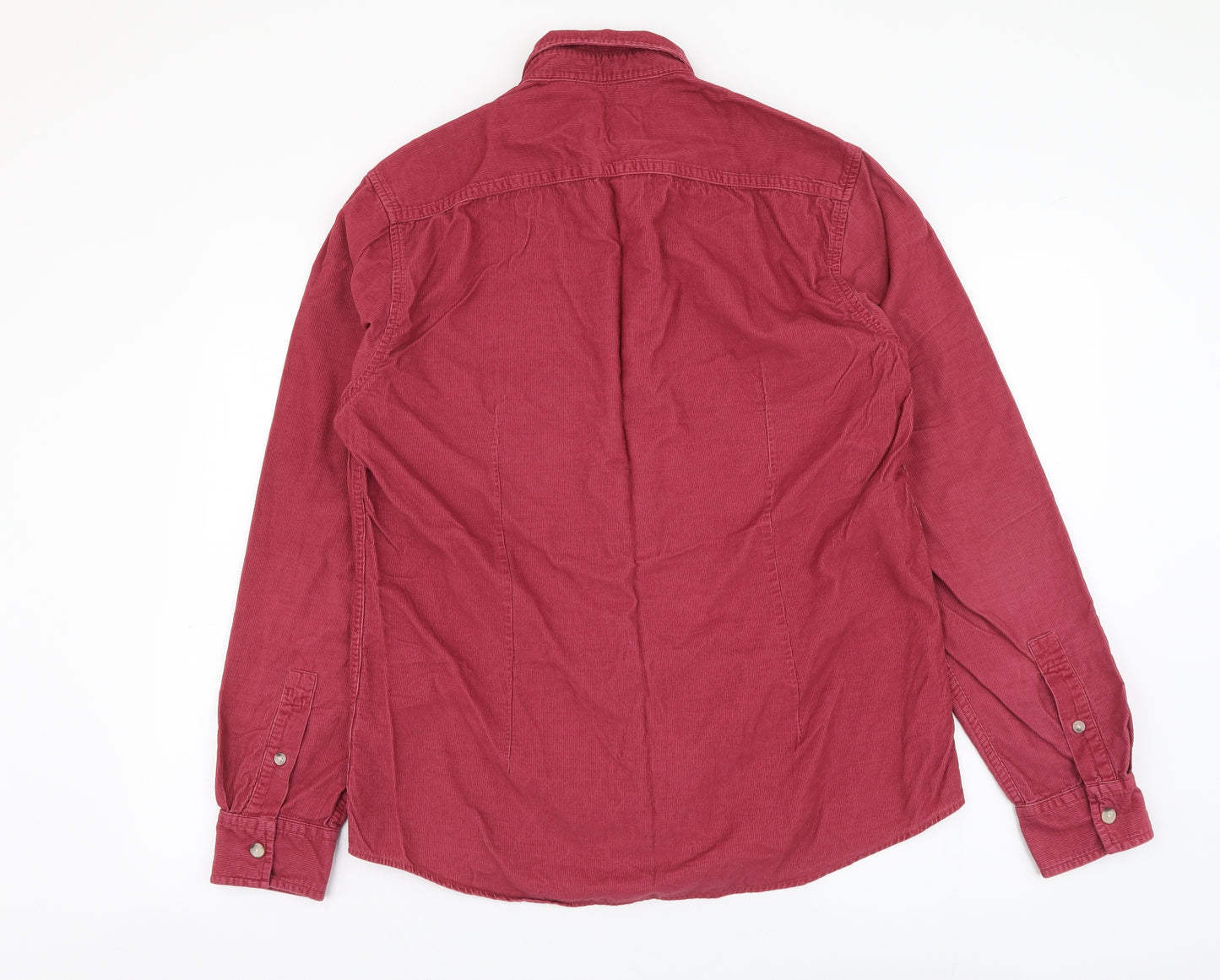 Burton Mens Red Cotton Button-Up Size M Collared Button