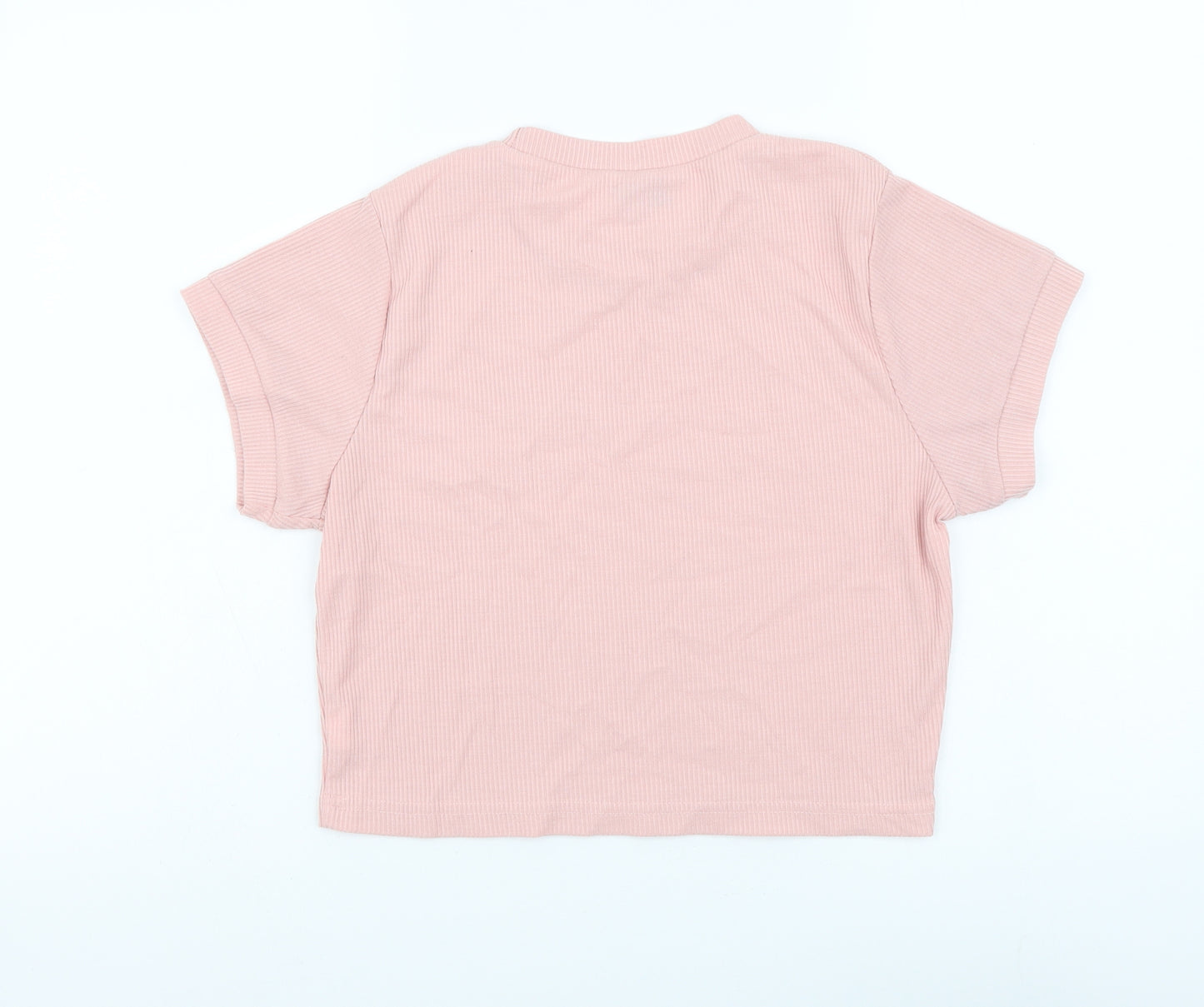In the Style Womens Pink Polyester Cropped T-Shirt Size 10 Round Neck