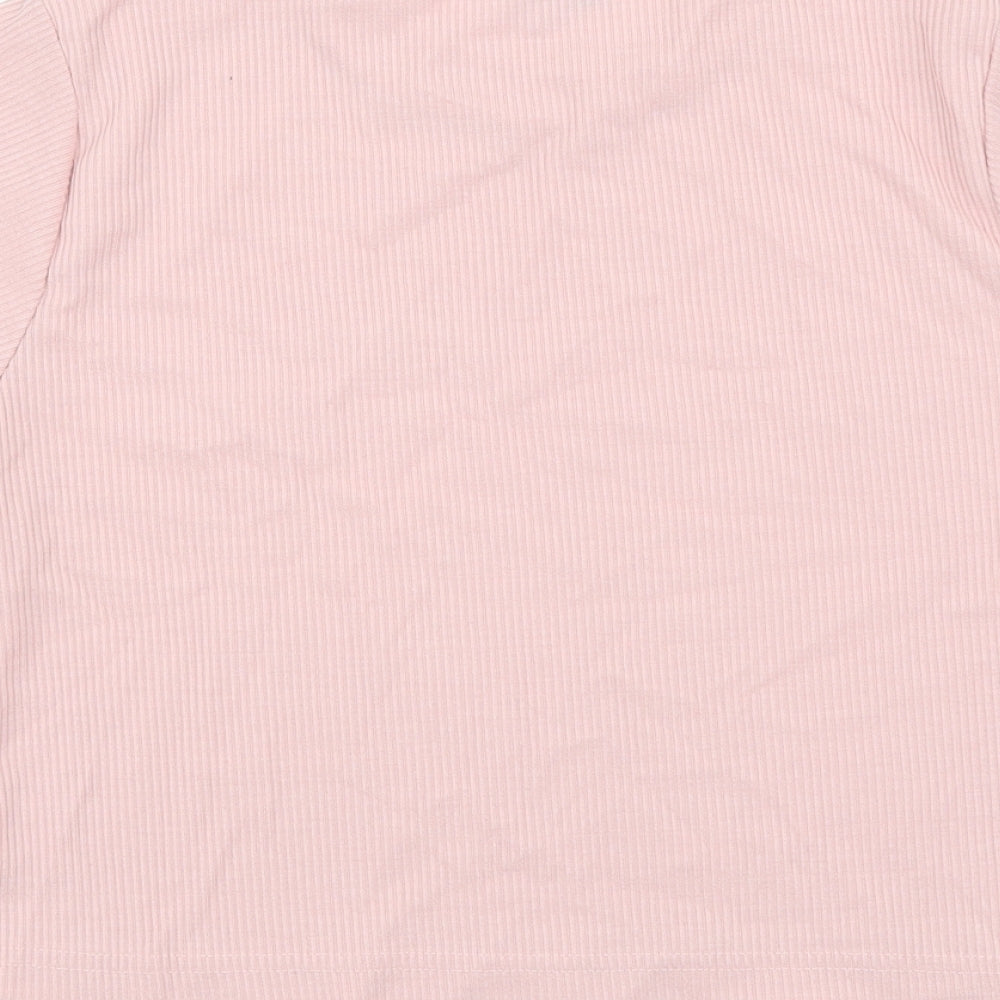 In the Style Womens Pink Polyester Cropped T-Shirt Size 10 Round Neck