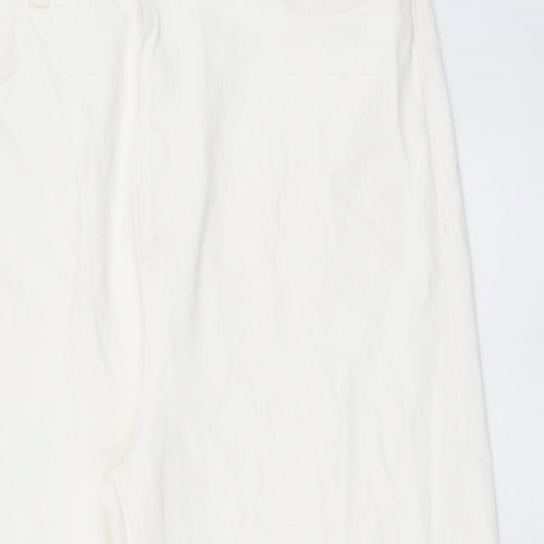 Marks and Spencer Womens White Cotton Wide-Leg Jeans Size 20 L25 in Regular Button