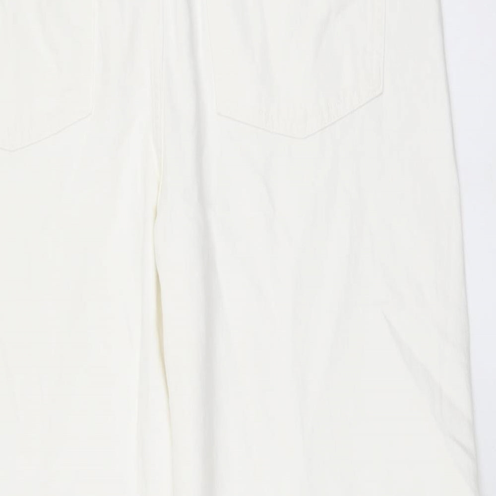 Marks and Spencer Womens White Cotton Wide-Leg Jeans Size 20 L25 in Regular Button