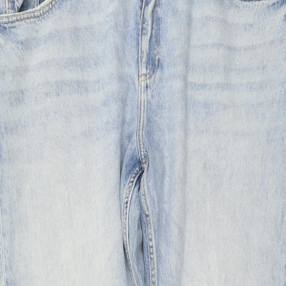 Marks and Spencer Mens Blue Cotton Straight Jeans Size 44 in L31 in Regular Button