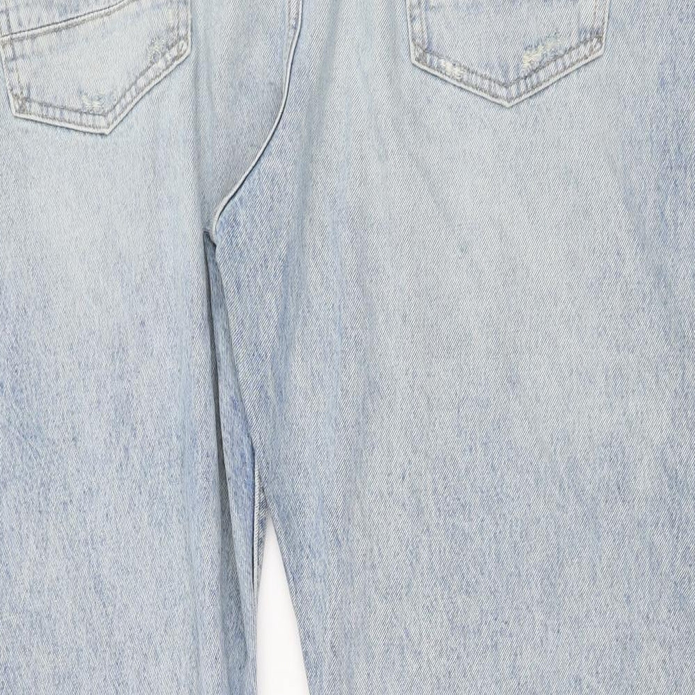 Marks and Spencer Mens Blue Cotton Straight Jeans Size 44 in L31 in Regular Button