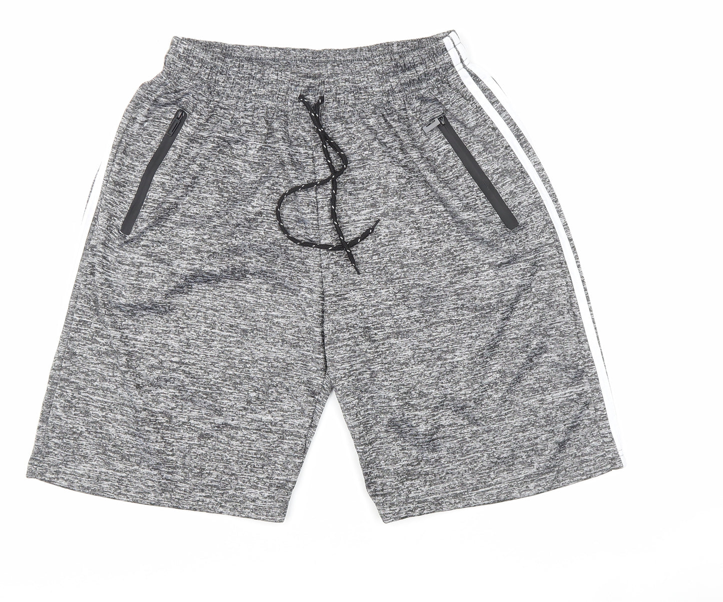 Yaroli Mens Grey Polyester Sweat Shorts Size XL L9 in Regular Drawstring