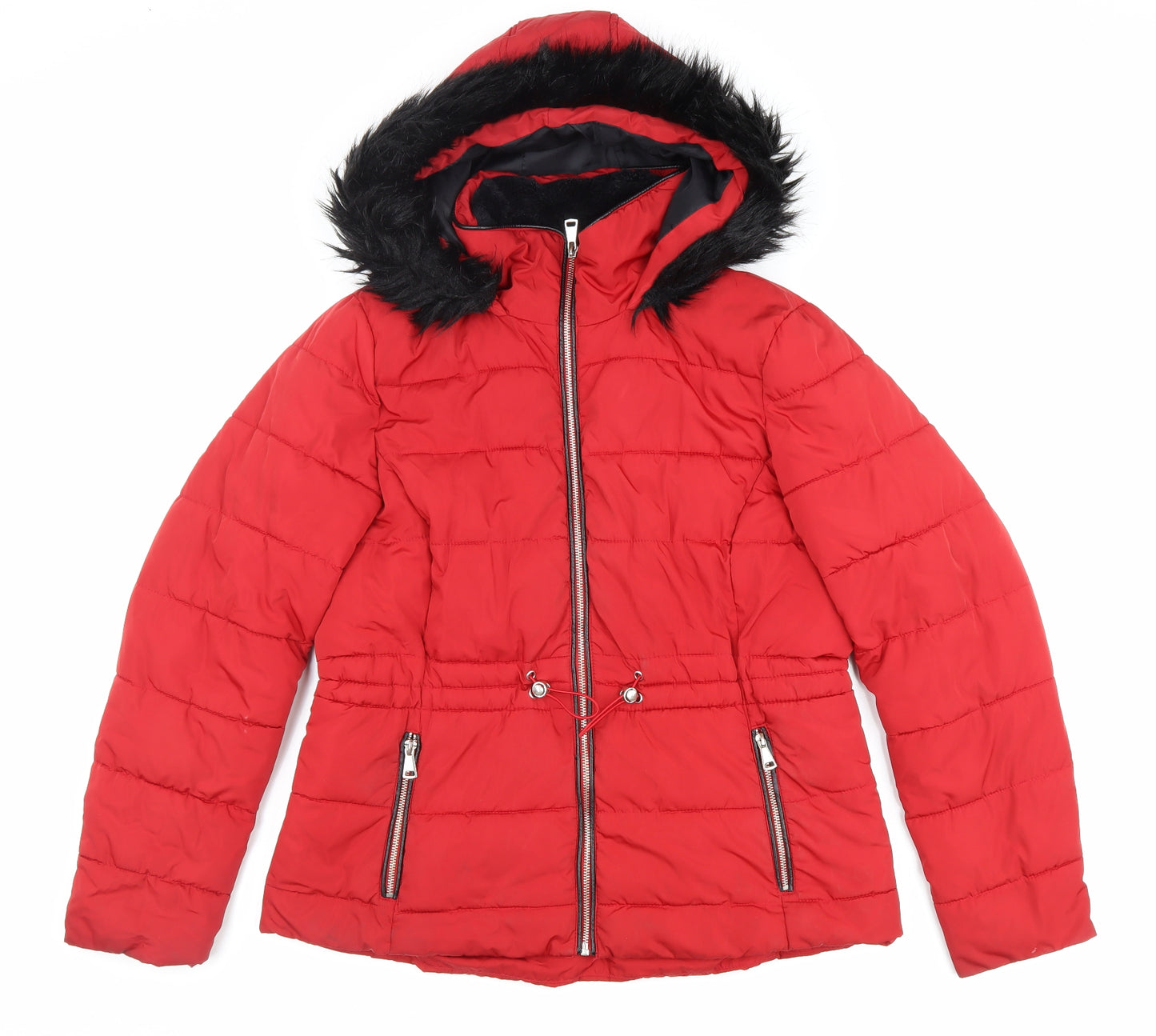 Peacocks Womens Red Puffer Jacket Jacket Size 14 Zip