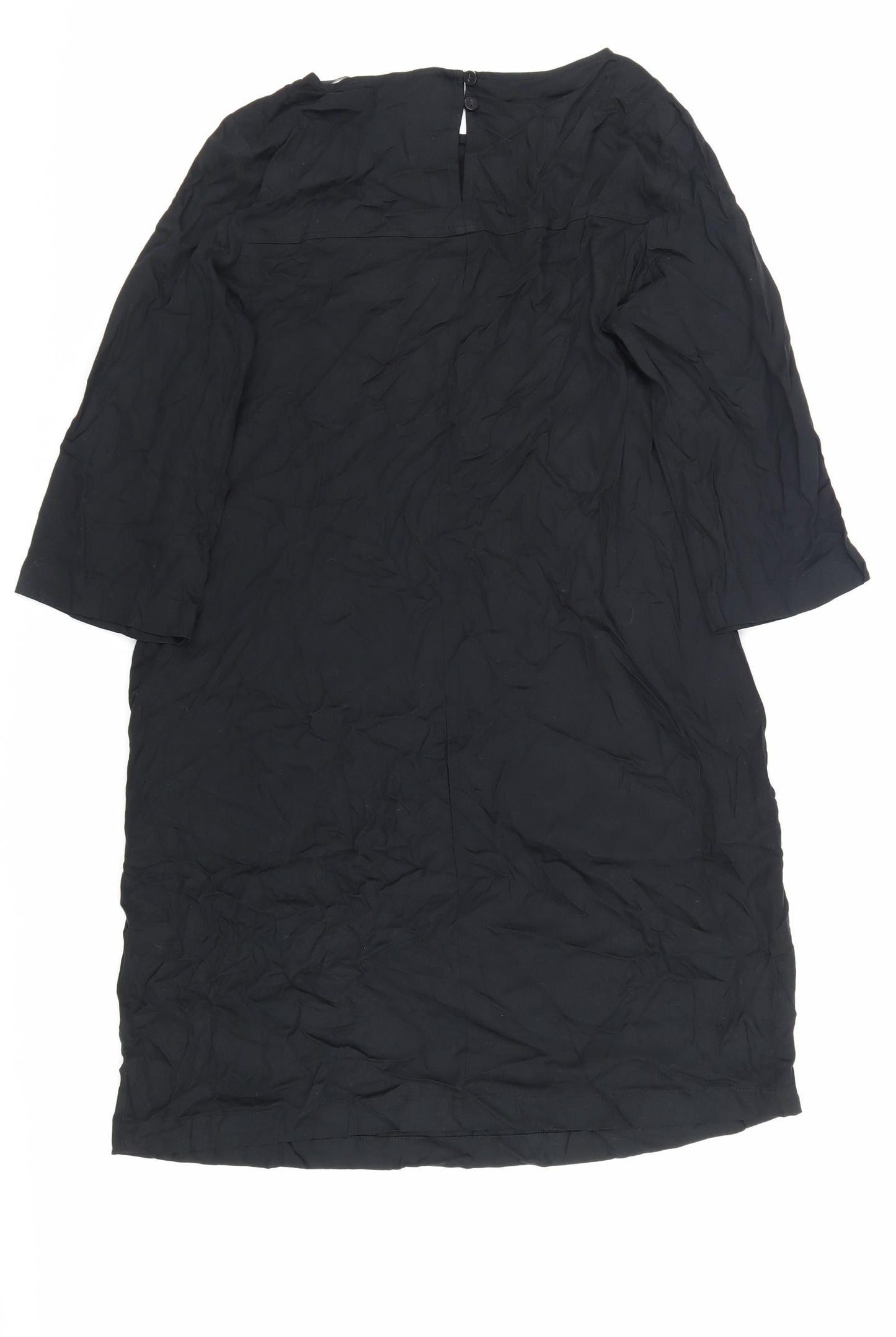 Marks and Spencer Womens Black Viscose Sheath Size 12 Round Neck Button