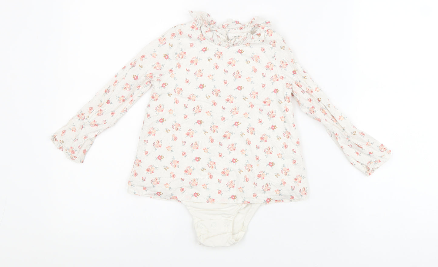 NEXT Girls White Cotton Bodysuit One-Piece Size 2-3 Years Button