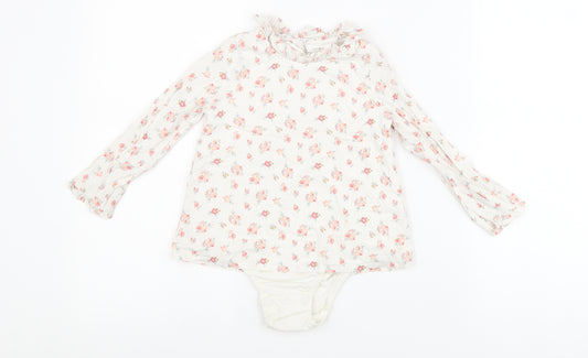 NEXT Girls White Cotton Bodysuit One-Piece Size 2-3 Years Button