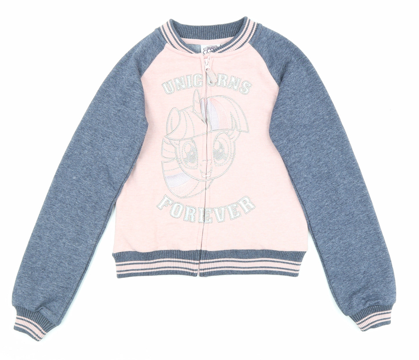 Smith&Brooks Girls Multicoloured Colourblock Polyester Full Zip Sweatshirt Size 11-12 Years Zip - Unicorn, Angel wings