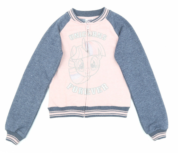 Smith&Brooks Girls Multicoloured Colourblock Polyester Full Zip Sweatshirt Size 11-12 Years Zip - Unicorn, Angel wings