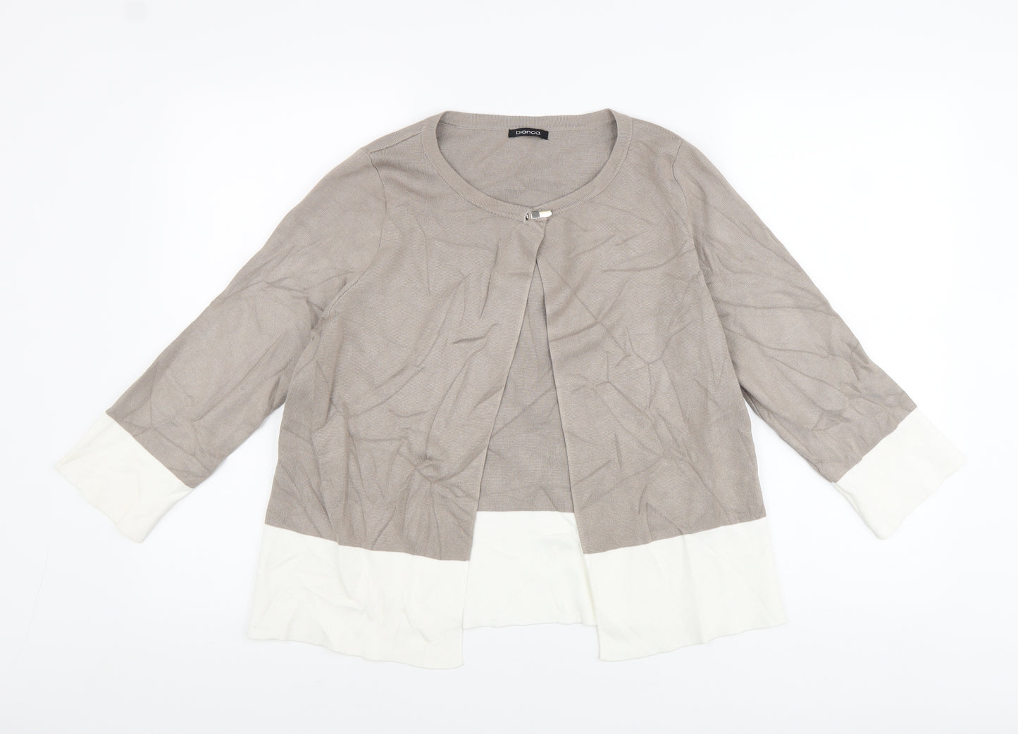Blanca Womens Beige Round Neck Viscose Cardigan Jumper Size 10