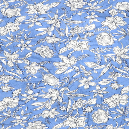 Marks and Spencer Womens Blue Floral Modal Basic Button-Up Size 14 Collared
