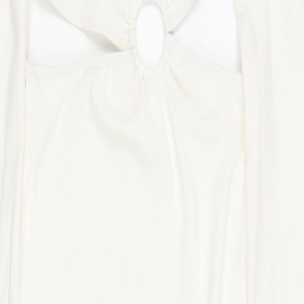 PRETTYLITTLETHING Womens White Viscose A-Line Size 8 V-Neck