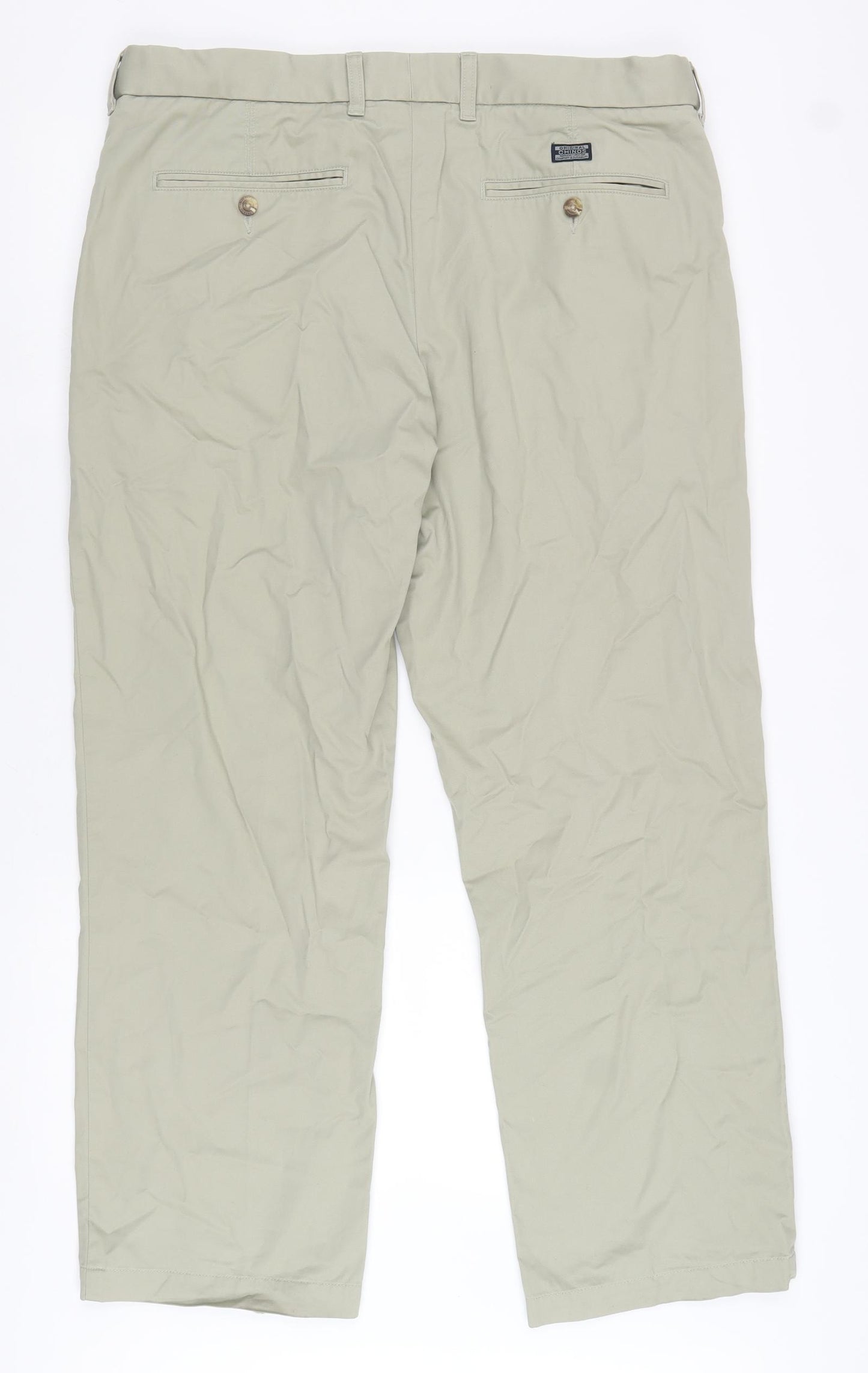 Blue Harbour Mens Green Cotton Trousers Size 38 in L38 in Regular Zip