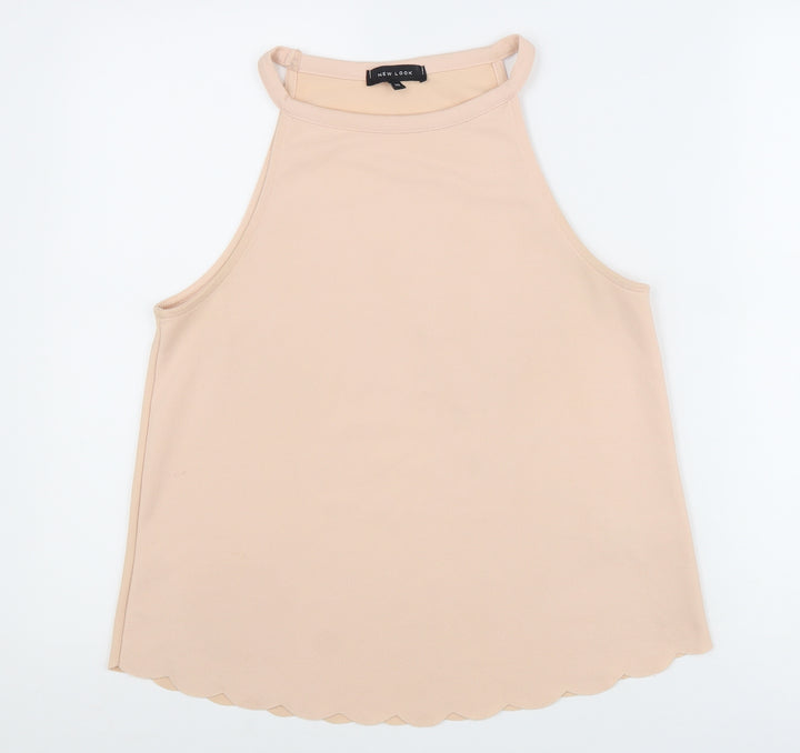 New Look Womens Beige Polyester Basic Tank Size 10 Round Neck