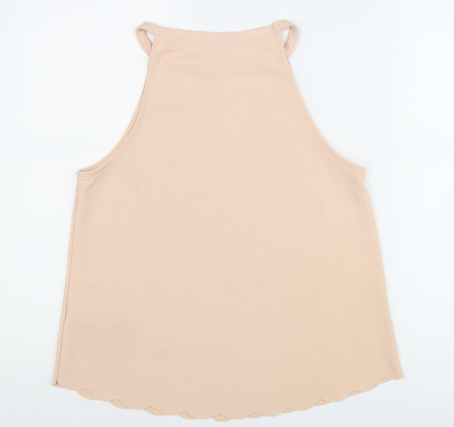 New Look Womens Beige Polyester Basic Tank Size 10 Round Neck