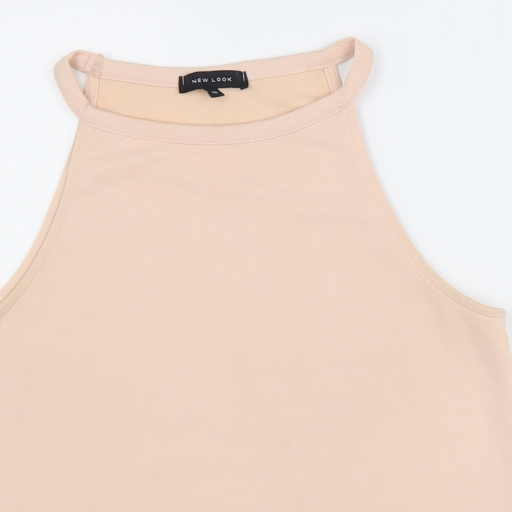 New Look Womens Beige Polyester Basic Tank Size 10 Round Neck