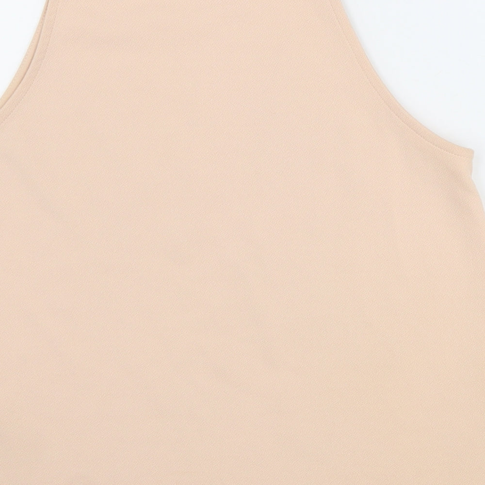 New Look Womens Beige Polyester Basic Tank Size 10 Round Neck