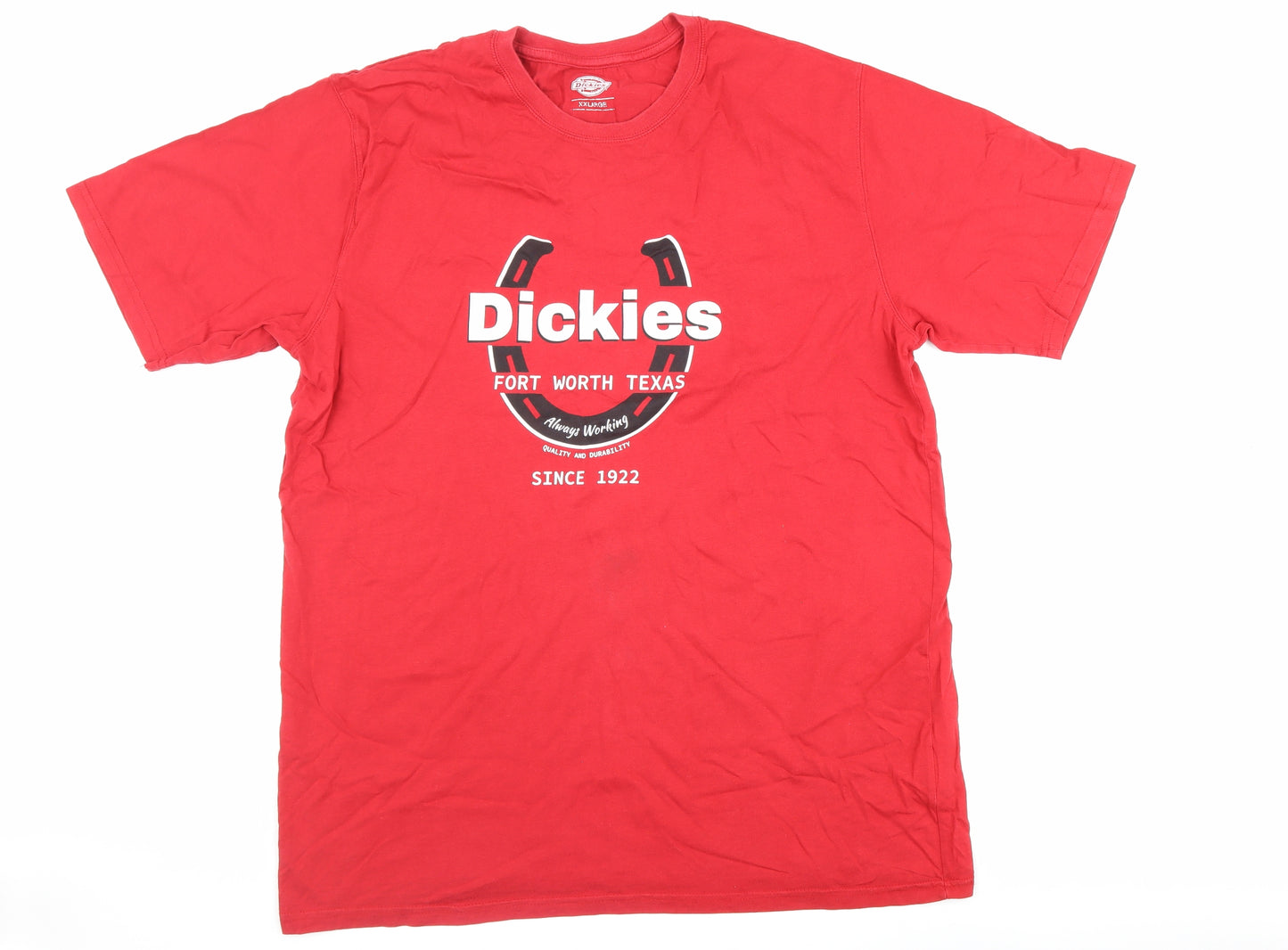 Dickies Mens Red Cotton T-Shirt Size 2XL Round Neck