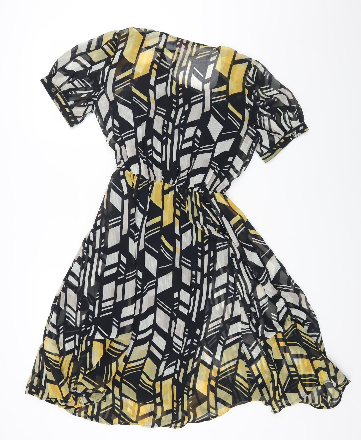 Together Womens Multicoloured Geometric Polyester Fit & Flare Size 12 V-Neck Pullover