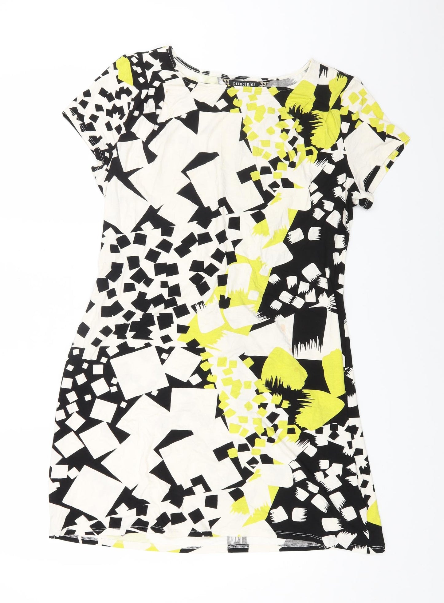 Principles Womens Multicoloured Geometric Viscose T-Shirt Dress Size 14 Boat Neck Pullover
