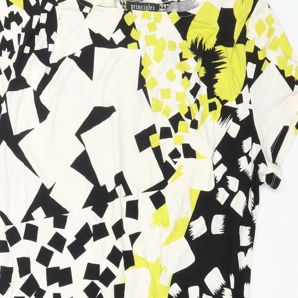Principles Womens Multicoloured Geometric Viscose T-Shirt Dress Size 14 Boat Neck Pullover