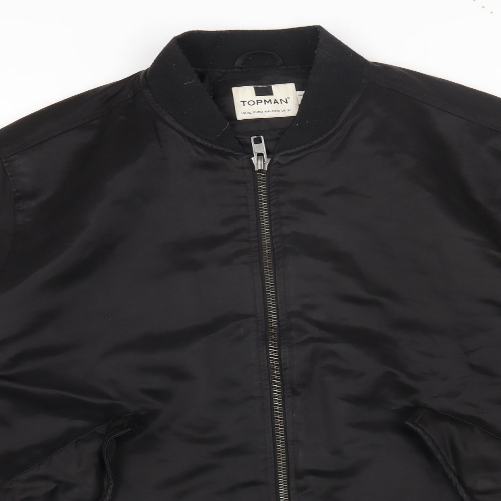 Topman Mens Black Bomber Jacket Jacket Size XL Zip - Montana Wolf
