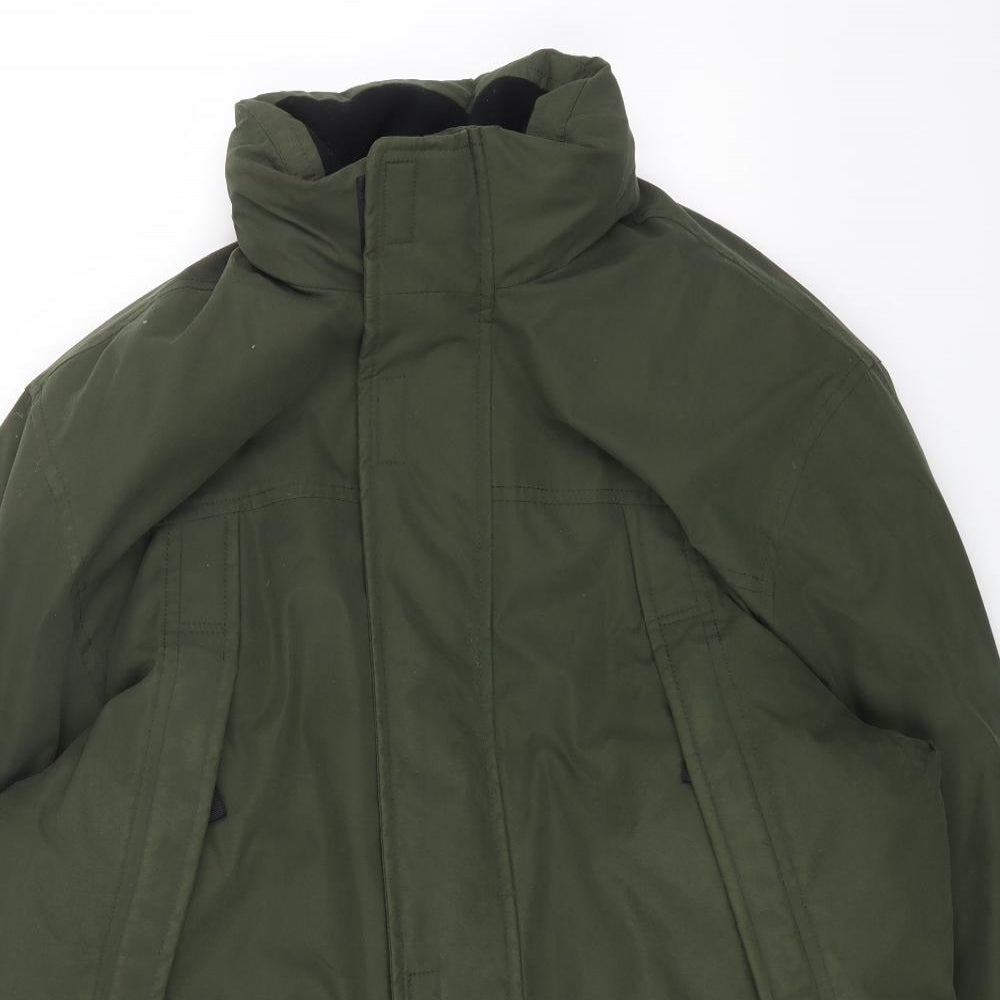 Marks and Spencer Mens Green Parka Coat Size M Zip